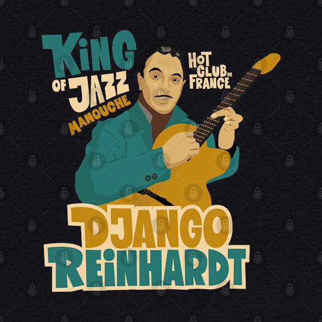 Django Reinhardt: A Jazz Guitar Legend Brought to Life with this Captivating Illustration. by Boogosh